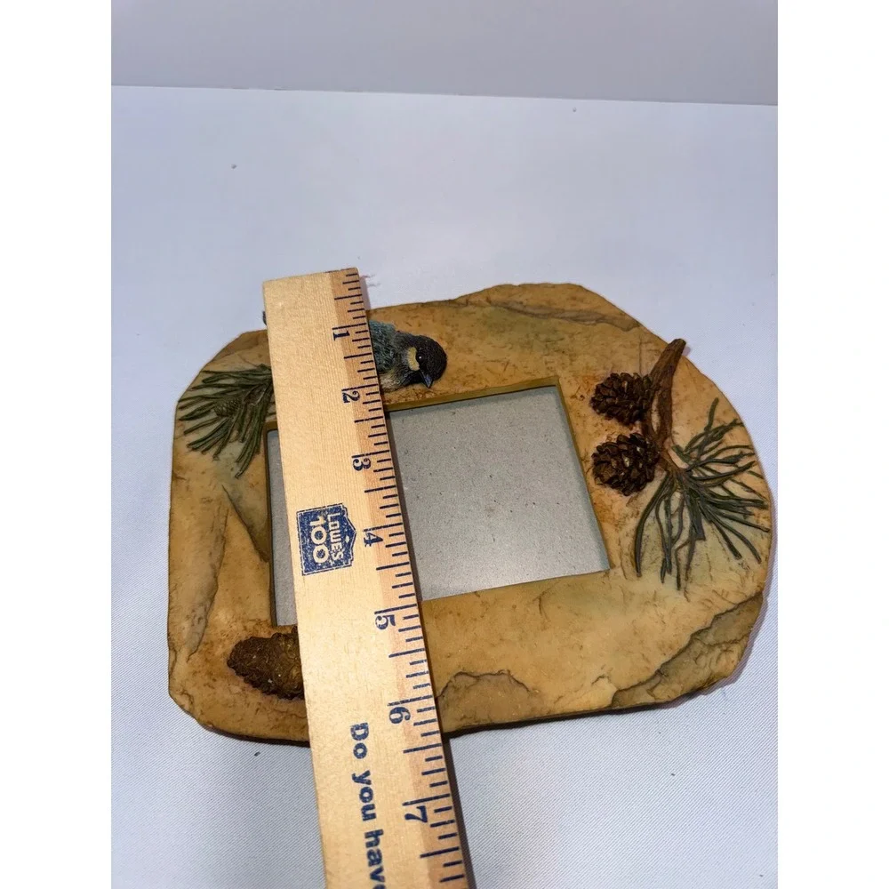 Rustic Resin Bird Pinecone Picture Frame Nature Woodland Cabin Decor 3x5
